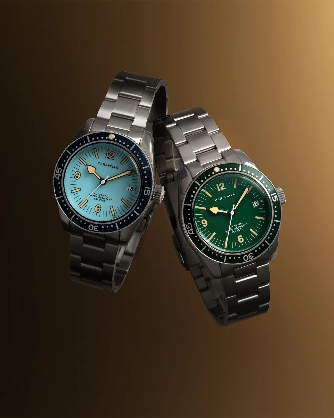 Green Dial Stainless Steel Bracelet Vintage Sea Hunter 43B179 | Bulova